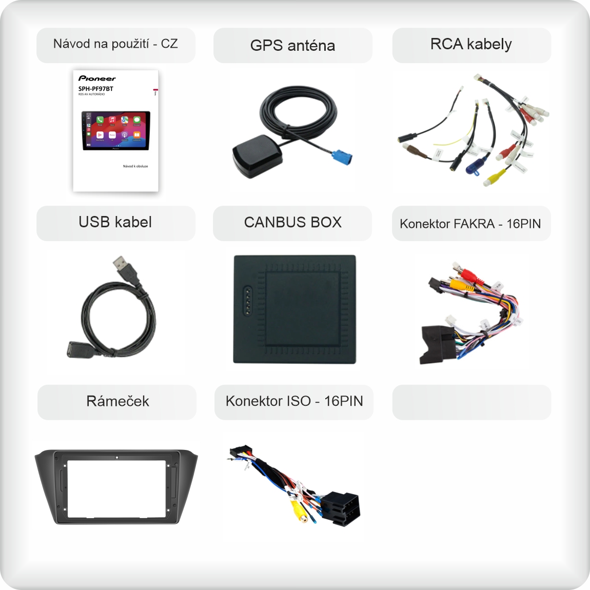 CZ příslušenství pro autorádio Pioneer SPH - PF97BT pro škoda fabia 3 carplay a android auto evtech_cz
